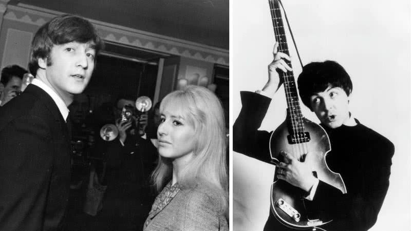 John e Cynthia Lennon; à direita, o beatle Paul McCartney - Getty Images