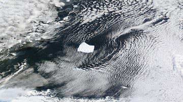 Imagem de satélite do iceberg A23a - Domínio Público via Wikimedia Commons