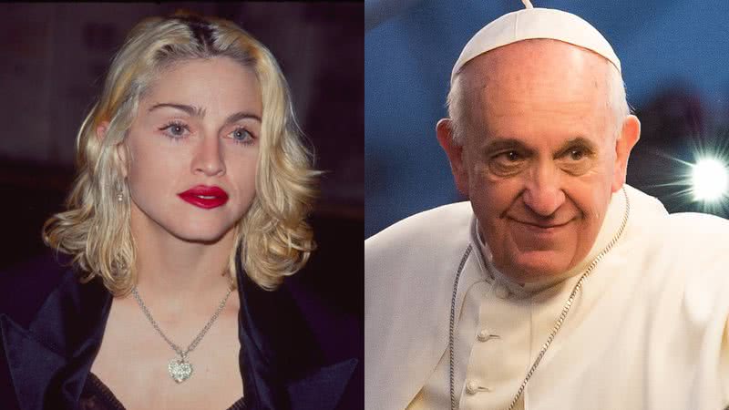 Madonna (à esqu.) e o Papa Francisco (à dir.) - Getty Images