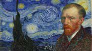 Montagem com autorretrato de Vincent van Gogh com obra 'A Noite Estrelada' ao fundo - Domínio Público via Wikimedia Commons