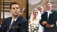 Scott Peterson durante julgamento e fotografia de seu casamento com Laci - Getty Images / Divulgação/Netflix