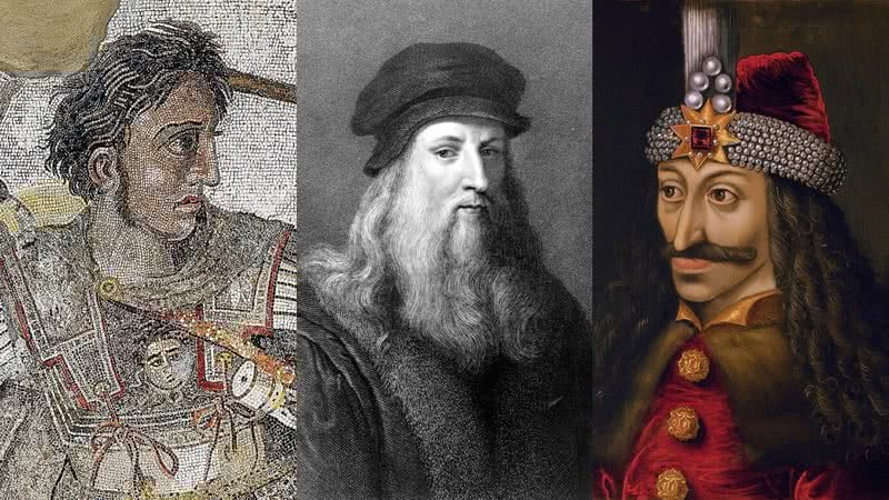 Alexandre, o Grande, Leonardo da Vinci e Vlad III, o Empalador - Domínio Público via Wikimedia Commons / Getty Images