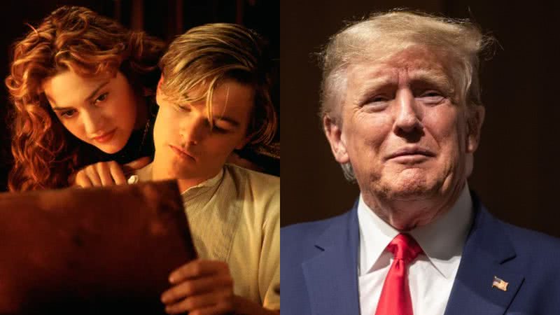 Cena de 'Titanic' (1997) e o ex-presidente Donald Trump - Reprodução/20th Century Fox e Getty Images