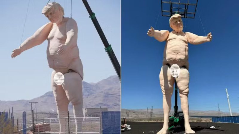 Estátua de Donald Trump nu - Divulgação/Crooked and Obscene Tour