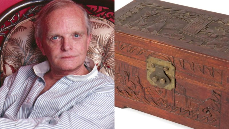 Truman Capote (à esqu.) e a urna com as cinzas (à dir.) - Getty Images e Julien’s Auctions