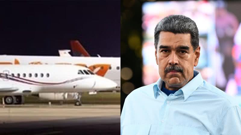 Nicolás Maduro e sua aeronave apreendida - Reprodução/Departamento de Justiça dos EUA e Getty Images