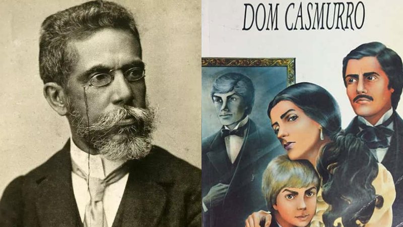 Fotografia de Machado de Assis por Marc Ferrez, em 1890, e capa de "Dom Casmurro" - Wikimedia Commons via Marc Ferrez/Adam Cuerden