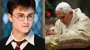 Daniel Radcliffe em 'Harry Potter e a Ordem da Fênix' (2007) e o papa Bento XVI - Reprodução/Warner Bros. / Getty Images