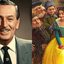 Walt Disney (à esqu.) e cena de Branca de Neve (à dir.)