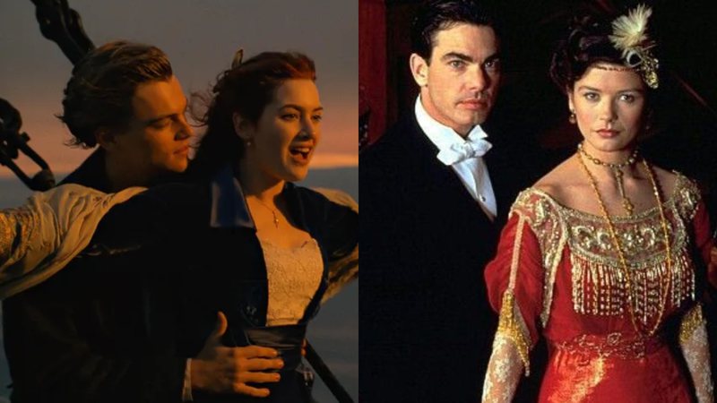 Titanic: Cena do clássico de James Cameron (à esqu.) e cena da série da CBS (à dir.) - Divulgação