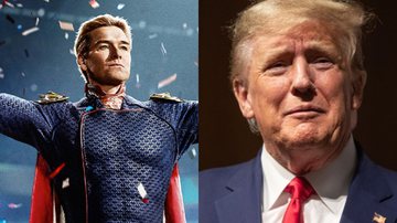 Imagem promocional de "The Boys" (à esqu.) e Trump (à dir.) - Divulgação e Getty Images