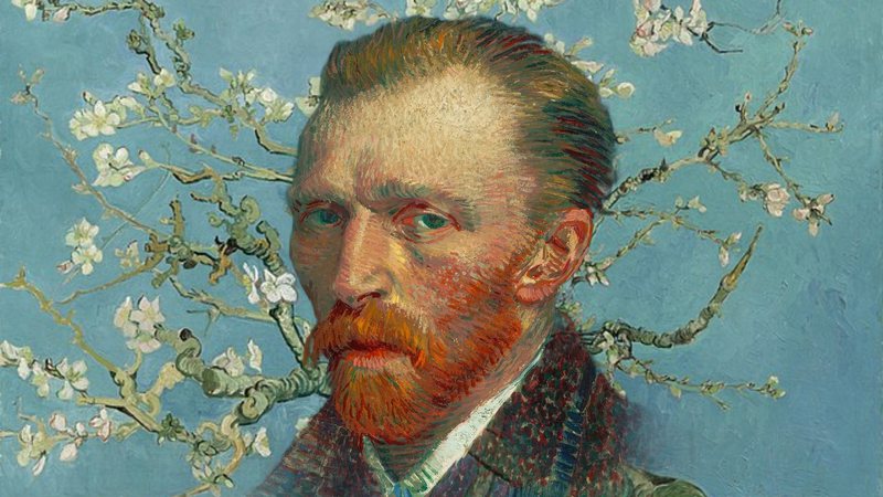 Autorretrato de Vincent van Gogh sobre a obra 'Amendoeira em Flor' - Domínio Público via Wikimedia Commons