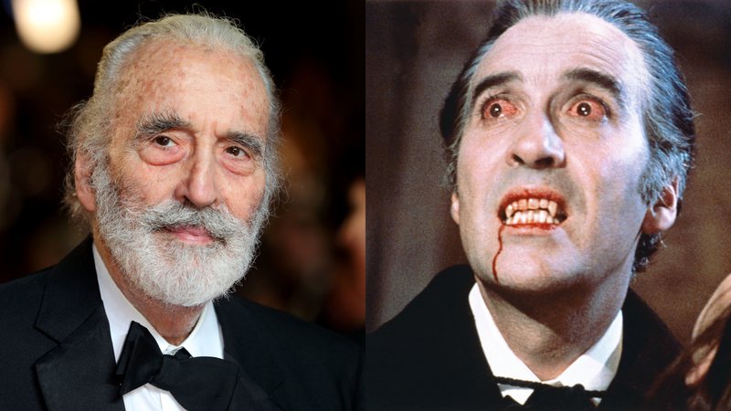 Christopher Lee em 2012 e no filme 'O Vampiro da Noite' (1958) - Getty Images