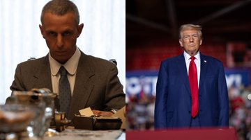 Jeremy Strong em 'O Aprendiz' e Donald Trump - Divulgação e Getty Images