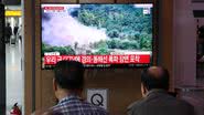 TV em Seul, Coreia do Sul, relatando as explosões - Getty Images