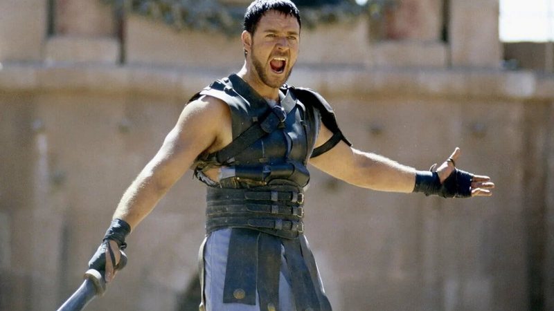 Russell Crowe em 'Gladiador' (2000) - Reprodução/Universal Pictures