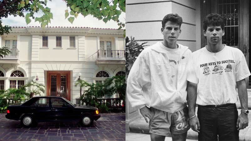 A antiga casa (à esqu.) e os irmãos Menendez (à dir.) - Getty Images