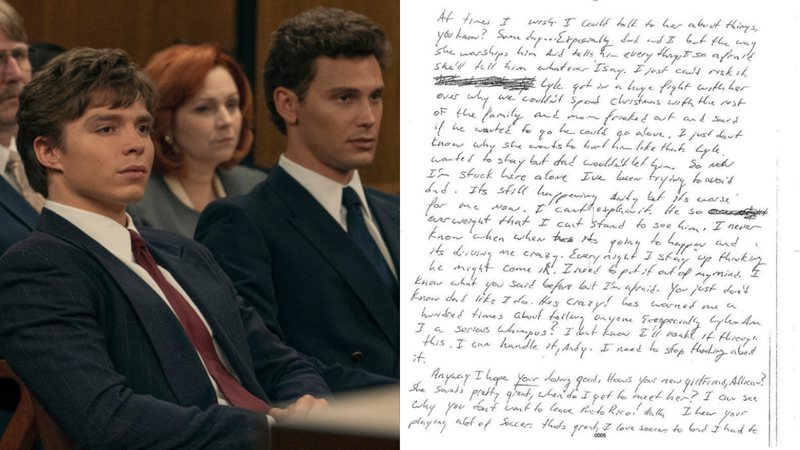 Imagem de "Irmãos Menendez" (à esqu.) e a carta (à dir.) - Divulgação/Netflix e Superior Court of the State of California