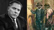 Fotografia de Jimmy Hoffa (à esqu.) e arte representando os colonos de Roanoke (à dir.) - Getty Images / Licença Creative Commons via Wikimedia Commons