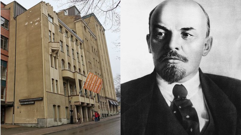 Fachada do 'Lenin Museo' e retrato do líder soviético - Divulgação/Lenin Museo; Getty Images