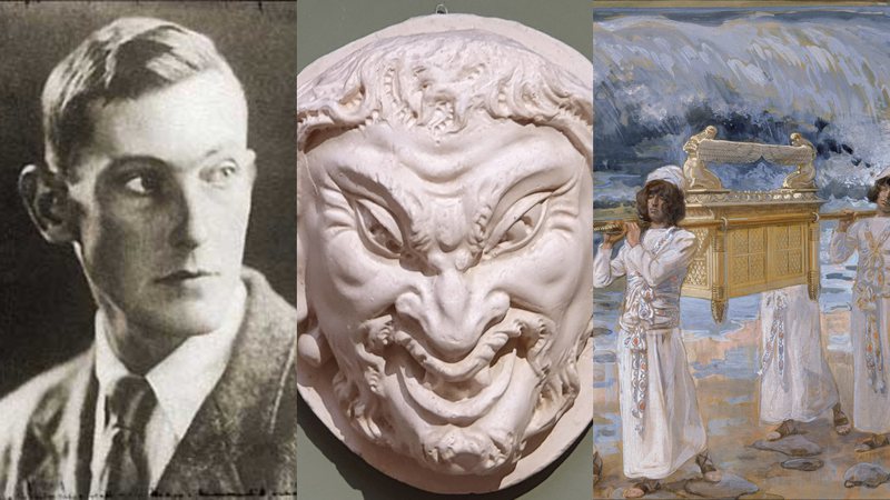 Fotografia de George Mallory, escultura 'Cabeça de fauno', de Michelangelo, e pintura 'A Arca passa pelo Jordão', de James Tissot - Domínio Público via Wikimedia Commons / Foto por Yair Haklai pelo Wikimedia Commons