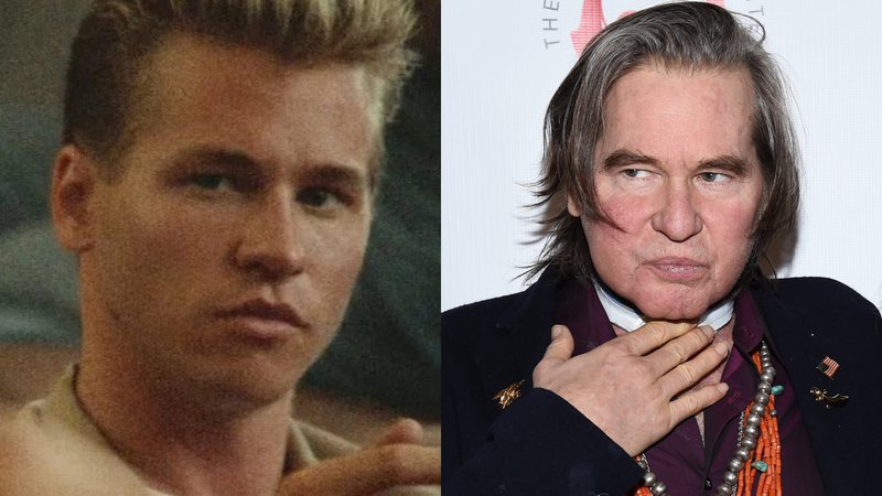 Val Kilmer como Iceman em 'Top Gun - Ases Indomáveis' (1986) e em 2019 - Reprodução/Paramount Pictures / Getty Images