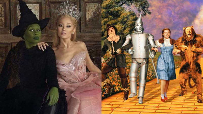 Imagens de divulgação de 'Wicked' (2024) e de 'O Mágico de Oz' (1939) - Divulgação/Universal Pictures / Divulgação/Loews Cineplex Entertainment