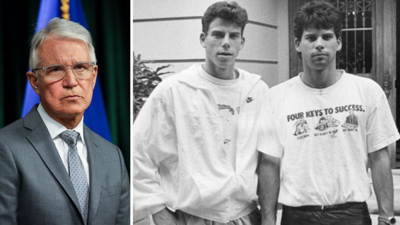 George Gascón (à esqu.) e os irmãos Erik e Lyle Menendez (à dir.) - Getty Images