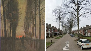 "Lane of Poplars at Sunset", de Van Gogh, e Weverstraat - Wikimedia Commons via Domínio Público; Google Maps