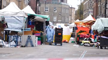 Mercado East Street, em Londres, onde ocorreu o ataque - Reprodução/Vídeo/YouTube/@EveningStandard