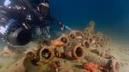 Cerca de 40 ânforas foram encontradas no fundo do mar - Reprodução/Facebook/Soprintendenza del Mare