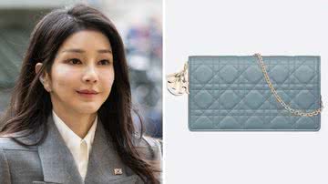 Kim Keon-hee e a bolsa Lady Dior - Getty Images; Reprodução