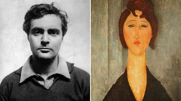 Amedeo Modigliani e uma de suas pinturas - Domínio Público