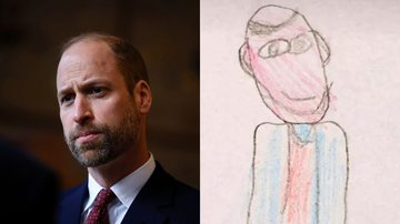 Príncipe William e sua caricatura feita por uma criança - Getty Images e Reprodução