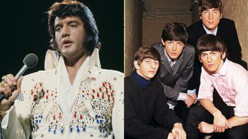 Elvis Presley (à esqu.) e os Beatles (à dir.) - Getty Images