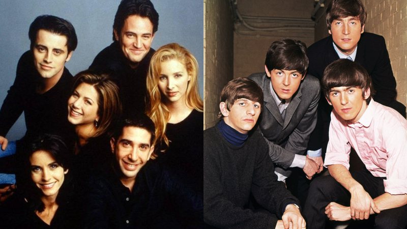 O elenco de Friends (à esqu.) e os Beatles (à dir.) - Divulgação e Getty Images