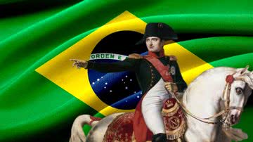 A bandeira do Brasil e pintura de Napoleão Bonaparte - Pixabay e Domínio Público