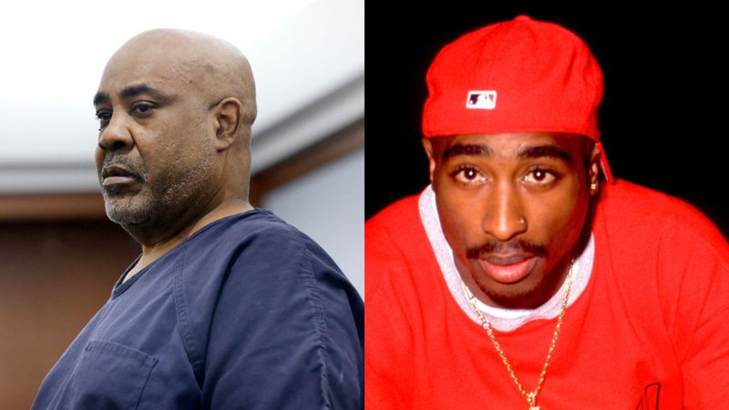 Duane Davis (à esq.) è acusado de envolvimento no assassinato do rapper Tupac (à dir.) - Getty Images