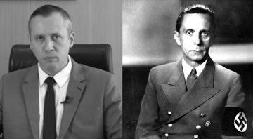 Montagem com as fotos de Roberto Alvim e Joseph Goebbels - Creative Commons