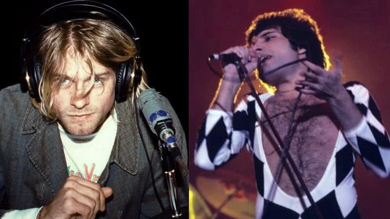 Kurt Cobain e Freddie Mercury, respectivamente - Creative Commons