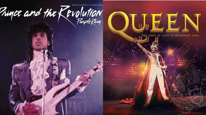 Capa dos álbuns de "Purple Rain" e "Queen (Live In Budapest)" - Divulgação / Amazon