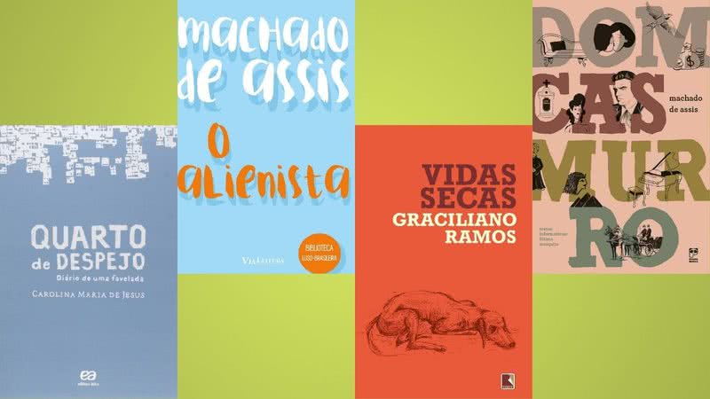 Capas das obras em oferta na Amazon - Divulgação/ Ática / Via Leitura / Record/ Nova Fronteira