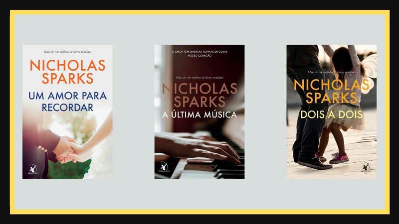 Capas das obras de Nicholas Sparks, todas disponíveis na Amazon - Crédito: Reprodução / Amazon