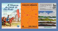 Confira títulos que vão desde a história da metrópoles em quadrinhos à ensaios fotográficos de seus parques - Crédito: Reprodução / Editora Elementar / Editora Brasiliense