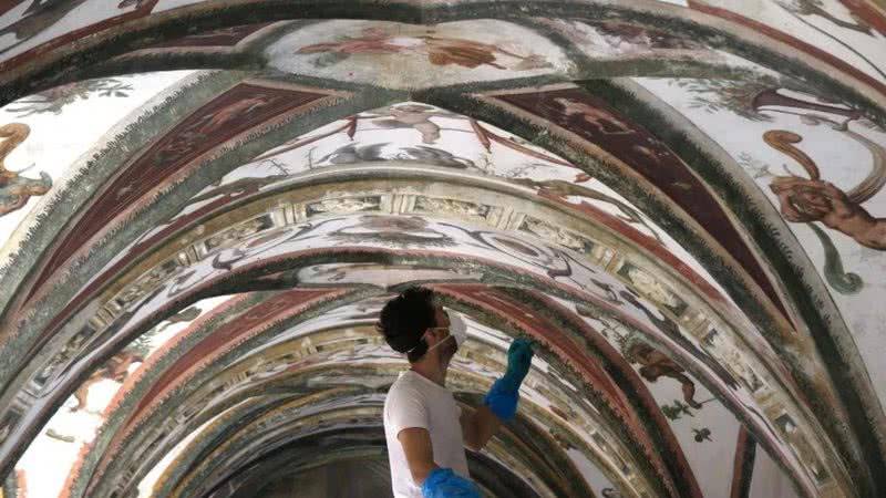 Afresco encontrado no palácio do príncipe de Mônaco - Divulgação/Conservation-restauration Fresques/ Palácio do Príncipe de Mônaco