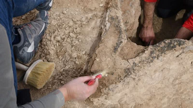 Fotografia da escavação do artefato - Divulgação/ Deutsches Archäologisches Institut