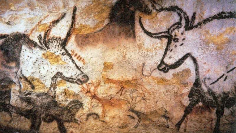 Fotografia das cavernas de Lascaux. - Domínio Público