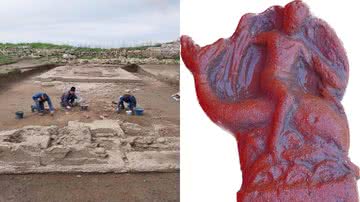 Fotografia tirada durante escavações no templo e estátua do deus do sexo grego, Eros - Reprodução/Facebook/Parco Archeologico di Paestum e Velia - Paestum