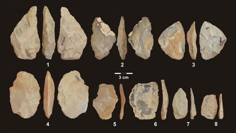 Algumas das ferramentas de pedra do Paleolítico Médio relacionadas a descoberta - Andrea Picin