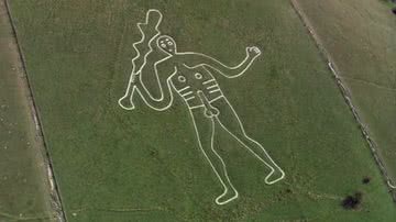 Imagem aérea do Gigante de Cerne Abbas - Reprodução/Vídeo/YouTube/@ukquesttv